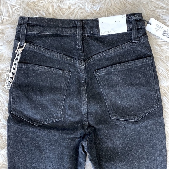 WeWoreWhat Slit Hem Chain Jean in Washed Black - Picture 13 of 13